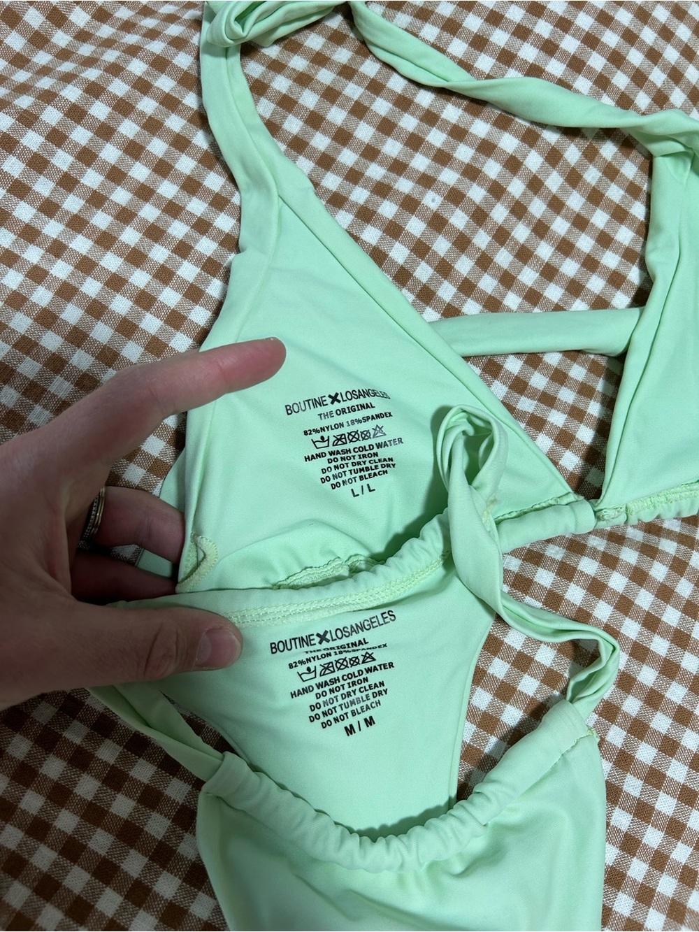 Boutine LA Mint Green Swimsuit Sz Med Bottoms/ Large Top Summer Beach Vacation - Picture 2 of 2